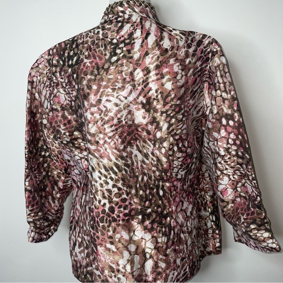 NWT CHICO'S Bernita Animal Pattern Caliente Coral Open Jacket - Picture 3 of 13